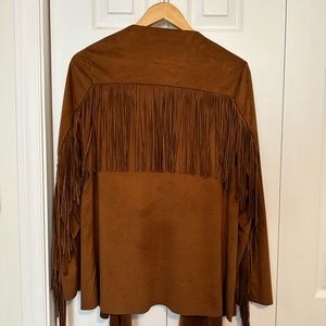 Fringe faux leather top